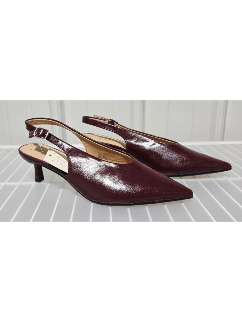 A New Day Samantha Burgundy Faux Leather Slingback Kitten Heels - Women's Size 6